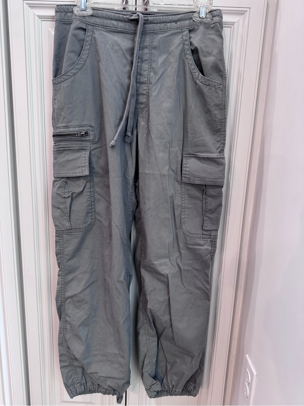 Hollister Gray Cargo Jogger Pants with Drawstring